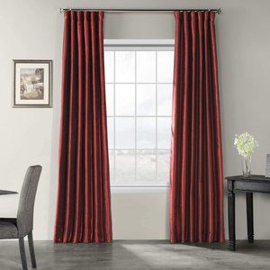 Exclusive Vintage Faux Dupioni Silk Red Curtains